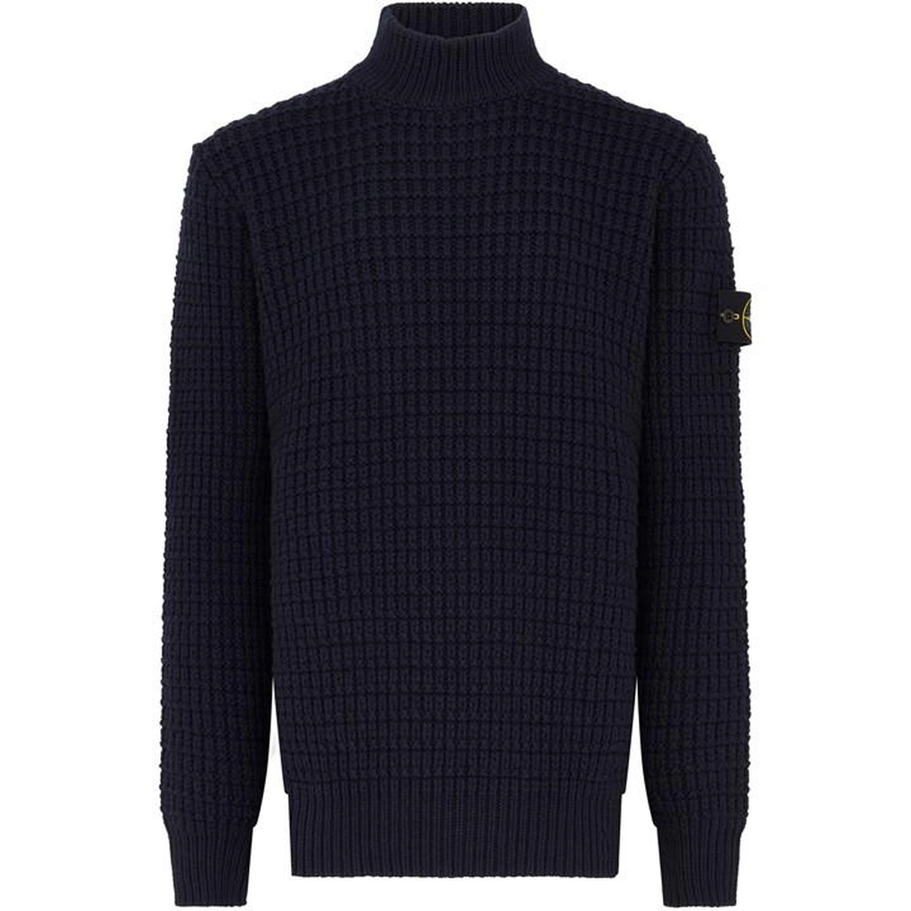 Stone Island Badge Knit Turtleneck - Blue
